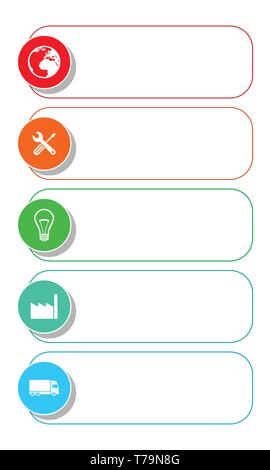 Infografik vector Template für Präsentation, Grafik, Diagramm, Grafik, Geschäft, Industrie und Verkehr Konzept mit 5 Optionen Stock Vektor