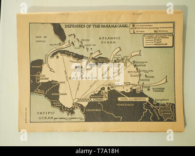 Redaktionelle Veröffentlichung ab 2. Januar 1943, in dem die Verteidigung des Panamakanals. Die Veröffentlichung ist von der amerikanischen Presse mit einem drawi Stockfoto