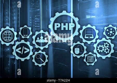 PHP Programmiersprache. Die Entwicklung Programmierung und Coding Technologies. Cyber Space Konzept. Stockfoto