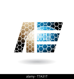 Vector Illustration von Braun und Blau mit zwei Buchstaben von A und E mit Wabenmuster isoliert auf weißem Hintergrund Stockfoto