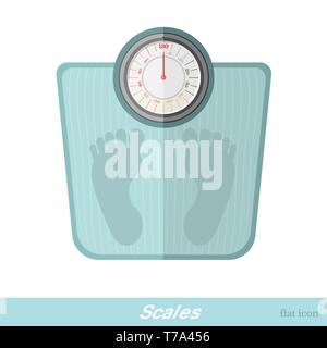 Flache Symbol von Bodenwaagen mit Platz für Fuß isoliert auf weißem Stock Vektor