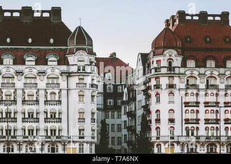 Die Stadt Stockholm alte Architektur weiße Haus in Schweden Europa reisen Stockfoto