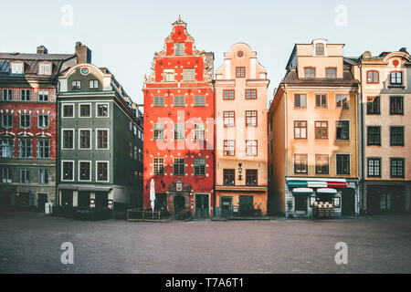 Die Stadt Stockholm Stortorget Architektur in Schweden reisen europäische Wahrzeichen Stockfoto