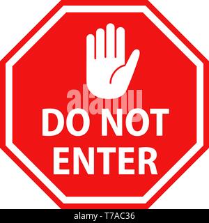 Geben Sie nicht die Beschilderung mit "Hand"-Symbol oder auf das Symbol Vektor illustration Stock Vektor