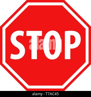 Einfache rote STOP-Beschilderung Symbol Vektor illustration Stock Vektor