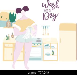 Coronavirus Covid-19, Motivationsplaster für Quarantäne. Familie bleiben Kinder und Eltern zu Hause, um das Infektionsrisiko zu verringern und das Virus zu verbreiten. Behalten Stock Vektor