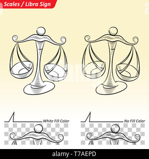 Vektor-Illustration von Libra astrologischen Tierkreiszeichen Sternzeichen Skizze Stockfoto