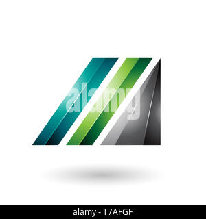 Vector Illustration von Hell und Dunkel grünen Buchstaben M von glänzenden Diagonal Bars Stockfoto