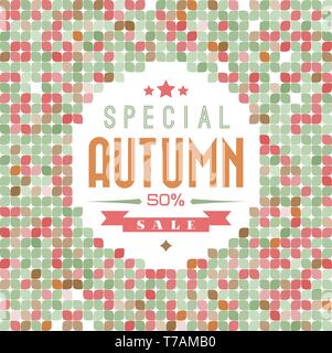 Vector Retro bunte Blätter Textur mit Mustertext (Herbst) Stock Vektor