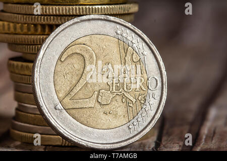 2 Euro Münze closeup Stockfoto