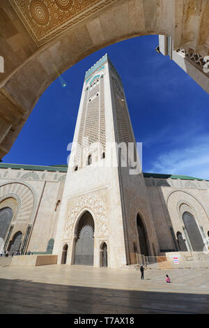 Das Minarett der Moschee Hassan II ist das höchste Minarett der Welt. Stockfoto