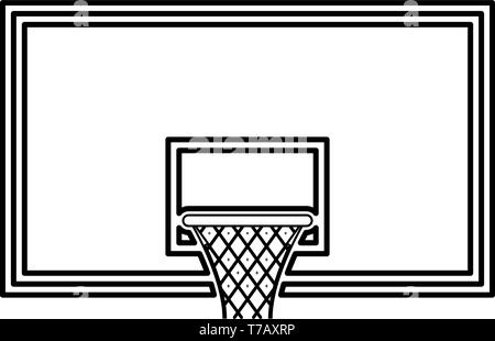 Basketball Backboard Basketballkorb auf das Symbol Kontur schwarz Vector Illustration Flat Style simple image Rückwand Stock Vektor