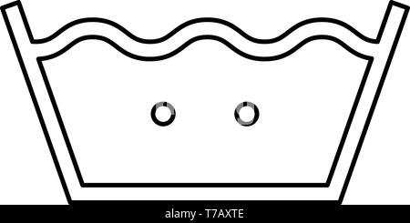 Im warmen Wasser waschen Kleidung pflege Symbole Waschen Konzept Wäscheservice zeichen Symbol outline Schwarz Vector Illustration Flat Style simple Image Stock Vektor