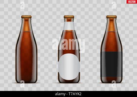 Mockup Satz von Handwerk Bier Flasche. Braun gelb Glas. Mock-up Design für individuelle und Hausbrauerei. Handgefertigte Bier. Vector Illustration isoliert auf Stock Vektor