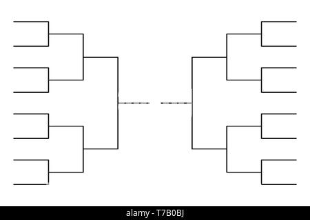 Einfaches schwarzes Turnier die Schablone für 16 Mannschaften isoliert auf weißem Stock Vektor