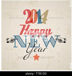 Vector Retro New Year Karte 2014 Stock Vektor