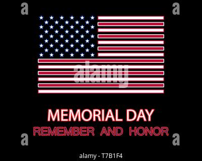 Memorial Day. Denken Sie daran und Ehre. Flagge der Vereinigten Staaten. Vector Illustration Stock Vektor