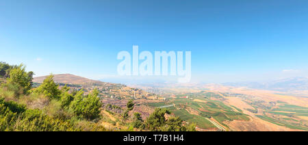 Blick von der Berge im Norden Israels. Stockfoto