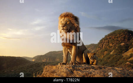 Der König der Löwen ist eine bevorstehende Amerikanische Fantasy Musical Film unter der Regie von Jon Favreau und von Walt Disney Pictures produziert. Es ist eine fotorealistische Computer animierte Remake von Disney's traditionell animierten Film 1994 mit dem gleichen Namen. Dieses Foto ist nur für den redaktionellen Gebrauch bestimmt und unterliegen dem Copyright der Film Company und/oder der bezeichneten Fotograf durch den Film oder die Produktion Firma zugewiesen. Stockfoto