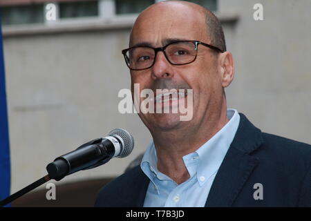 Nicola Zingaretti - MODENA - ITALIEN, 4. Mai 2019: Nicola Zingaretti PD-Sekretär, der öffentlichen Politik Konferenz der Demokratischen Partei Stockfoto