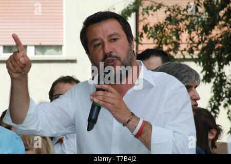 Matteo Salvini, Modena - Italien, 3. Mai 2019: öffentliche Politik Konferenz Lega Partei Stockfoto