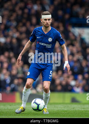 London, Großbritannien. 05 Mai, 2019. Jorginho von Chelsea in der Premier League Spiel zwischen Chelsea und Watford an der Stamford Bridge, London, England, das am 5. Mai 2019. Foto von Andy Rowland. Nur die redaktionelle Nutzung, eine Lizenz für die gewerbliche Nutzung erforderlich. Keine Verwendung in Wetten, Spiele oder einer einzelnen Verein/Liga/player Publikationen. Õ Credit: PRiME Media Images/Alamy leben Nachrichten Stockfoto