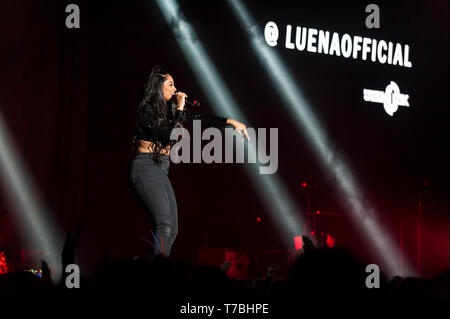 Liverpool, Großbritannien. 5. Mai 2019. Sänger, Luena, führt als Unterstützung für die Vamps während ihrer "Vier Ecken"-Tour, an der Liverpool M&S Bank Arena. Credit: Paul Warburton/Alamy leben Nachrichten Stockfoto
