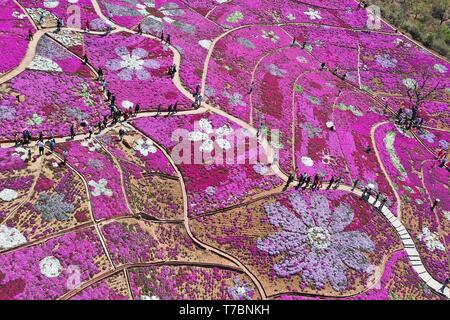 (190506) - Peking, 6. Mai 2019 (Xinhua) - Luftaufnahme genommen am 2. Mai 2019 zeigt Touristen, Yuhuagu Scenic Area in Tangshan, Qianxi County im Norden der chinesischen Provinz Hebei, 2. Mai 2019. Touristen angemeldet 195 millionen Inlandsreisen in China im Mai Tag Urlaub von Mittwoch bis Samstag, 13,7 Prozent mehr als im Vorjahr. Und Tourismus Umsatz um 16,1 Prozent auf 117,7 Milliarden Yuan (etwa 17,5 Mrd. US-Dollar) in den letzten vier Tagen, nach Schätzungen des Ministeriums für Kultur und Tourismus. Große online-Plattformen haben auch Trends, die sich in Stockfoto