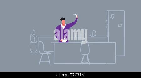 Kochen Küche mit waschen Ausrüstung Strichmännchen Piktogramm Symbol