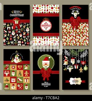 Holiday Banner ist von Weihnachten im flachen Stil. Heller Hintergrund neue Jahre eingestellt. Stock Vektor