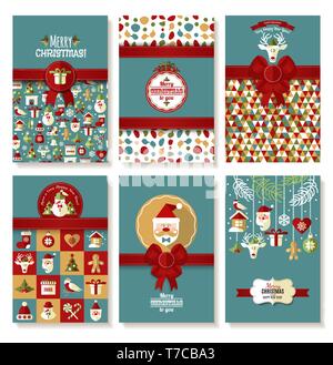 Holiday Banner ist von Weihnachten im flachen Stil. Heller Hintergrund neue Jahre eingestellt. Stock Vektor