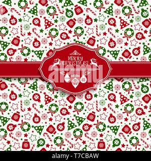 Nahtlose Muster von Weihnachten Textur Symbole auf dem weißen Hintergrund. Stock Vektor