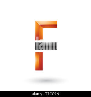 Vector Illustration von Orange und Schwarz Geometrische glänzend Buchstaben F isoliert auf weißem Hintergrund Stockfoto