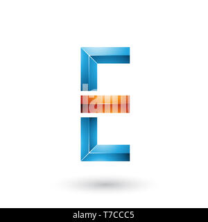 Vector Illustration von Orangen und Blauen geometrischen Glänzend Buchstaben E isoliert auf weißem Hintergrund Stockfoto