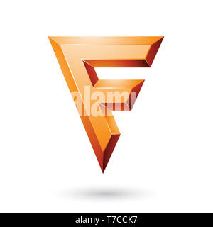 Vector Illustration von Orange glänzend Geometrische Buchstabe F isoliert auf weißem Hintergrund Stockfoto
