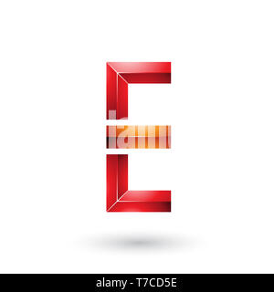 Vector Illustration von Rot und Orange Geometrische glänzend Buchstaben E isoliert auf weißem Hintergrund Stockfoto