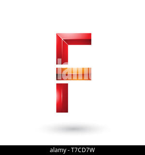Vector Illustration von Rot und Orange Geometrische glänzend Buchstaben F isoliert auf weißem Hintergrund Stockfoto