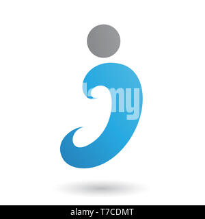 Vector Illustration des Blauen Curvy Spaß Schreiben Ich isoliert auf weißem Hintergrund Stockfoto