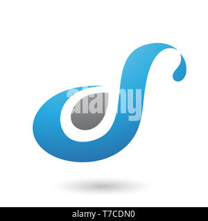 Vector Illustration des Blauen Curvy Spaß Buchstabe D oder S isoliert auf weißem Hintergrund Stockfoto