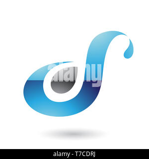 Vector Abbildung: Blau glänzend Curvy Spaß Buchstabe D oder S isoliert auf weißem Hintergrund Stockfoto