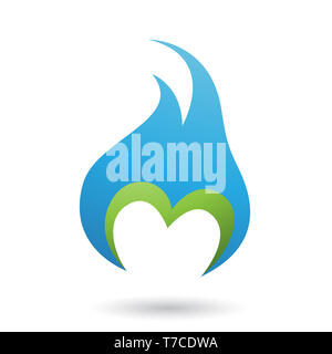 Vector Illustration des Blauen Brief M geformte Feuer Symbol isoliert auf weißem Hintergrund Stockfoto