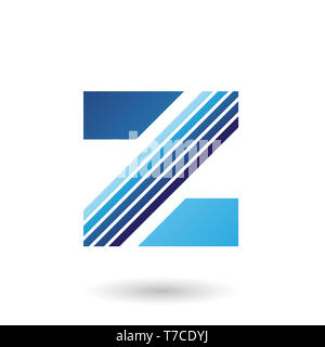 Vector Illustration der Blaue Buchstabe Z mit Dicken diagonale Streifen isoliert auf weißem Hintergrund Stockfoto
