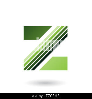 Vector Illustration der grünen Buchstaben Z mit Dicken diagonale Streifen isoliert auf weißem Hintergrund Stockfoto