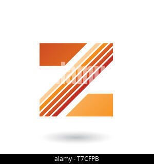 Vector Illustration von Orange Buchstaben Z mit Dicken diagonale Streifen isoliert auf weißem Hintergrund Stockfoto