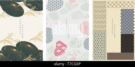 Japanische Schablone Vektor. Geometrische Hintergrund. Regenschirm, und abstrakten Elementen. Stock Vektor