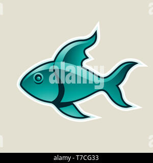 Vector Illustration der Persischen Grün Fisch oder Fische Symbol isoliert auf weißem Hintergrund Stockfoto