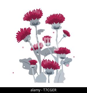 Thistle oder Klette Blumen. Cartoon Thistle auf Weiß, Vector Illustration isoliert Stock Vektor