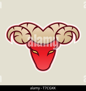 Vector Illustration der Roten Widder oder Ram Cartoon Symbol isoliert auf weißem Hintergrund Stockfoto