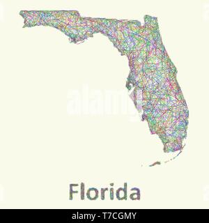 Florida Linie Art Karte Stock Vektor