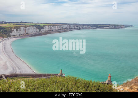 Anzeigen von Fécamp und seinem Strand, die Klippen im Hintergrund Stockfoto